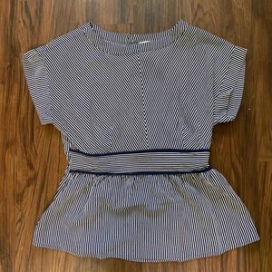 Navy and White Striped Peplum Blouse